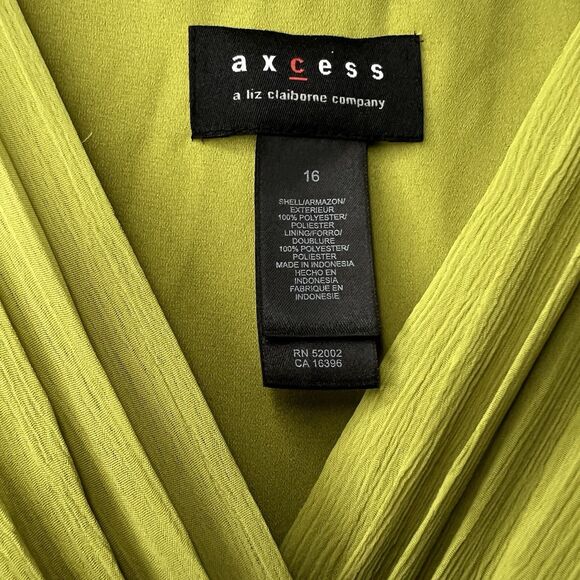 VTG Liz Claiborne Axcess Y2K Babydoll Tank‎ Top Green Ribbed Size 16 Lined - Picture 5 of 5